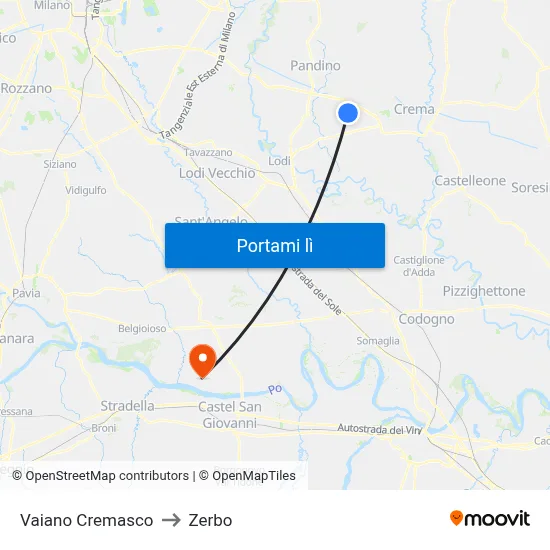 Vaiano Cremasco to Zerbo map