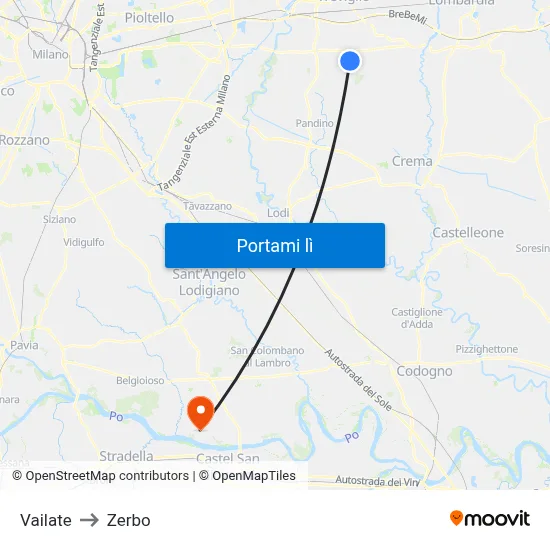 Vailate to Zerbo map