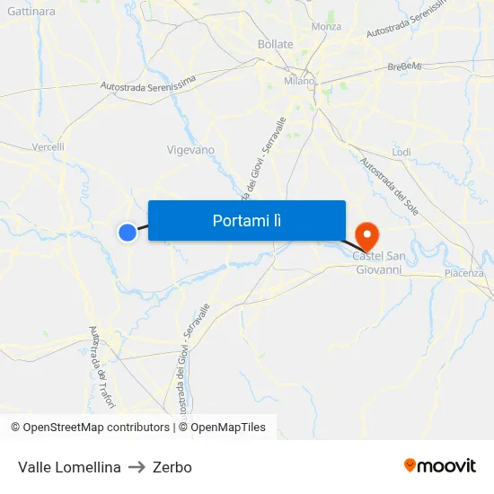 Valle Lomellina to Zerbo map