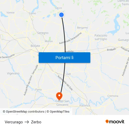 Vercurago to Zerbo map