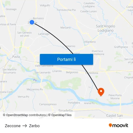 Zeccone to Zerbo map