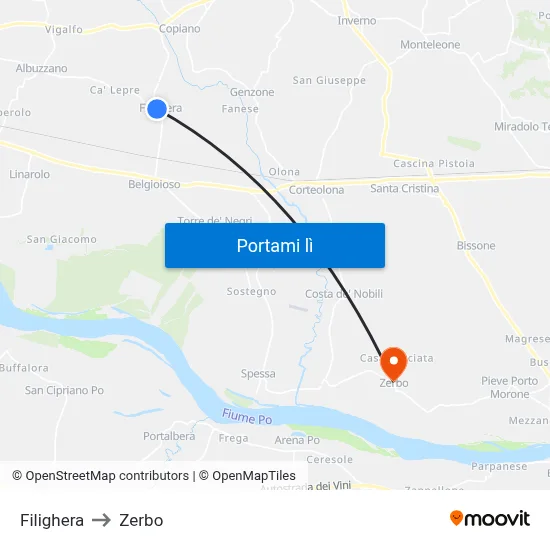 Filighera to Zerbo map