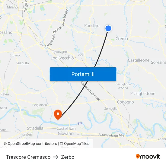 Trescore Cremasco to Zerbo map