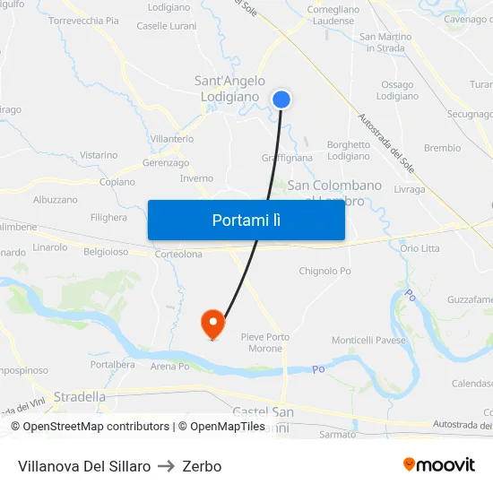 Villanova Del Sillaro to Zerbo map