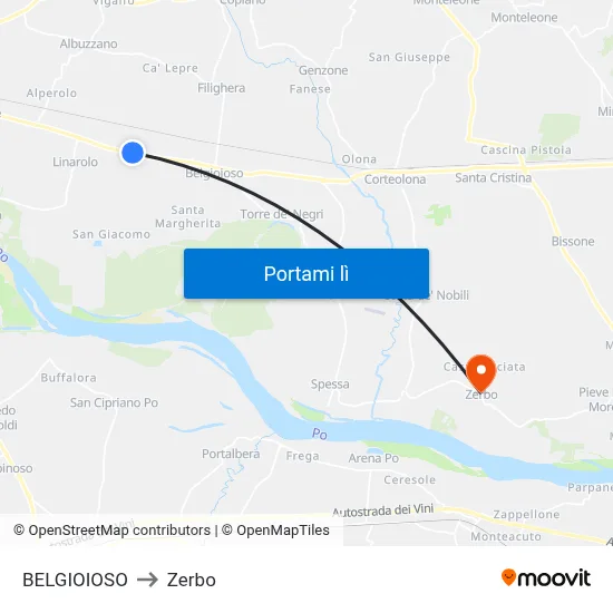 BELGIOIOSO to Zerbo map