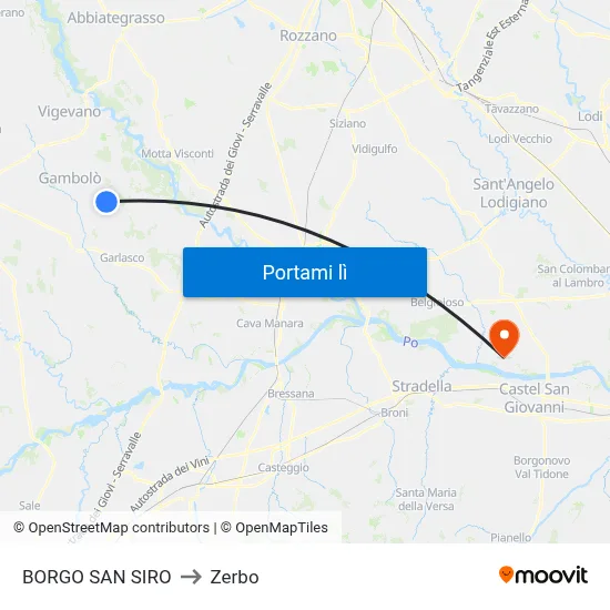 BORGO SAN SIRO to Zerbo map