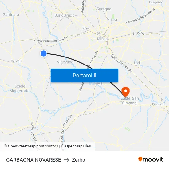GARBAGNA NOVARESE to Zerbo map