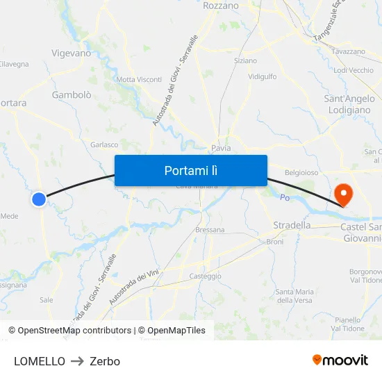 LOMELLO to Zerbo map