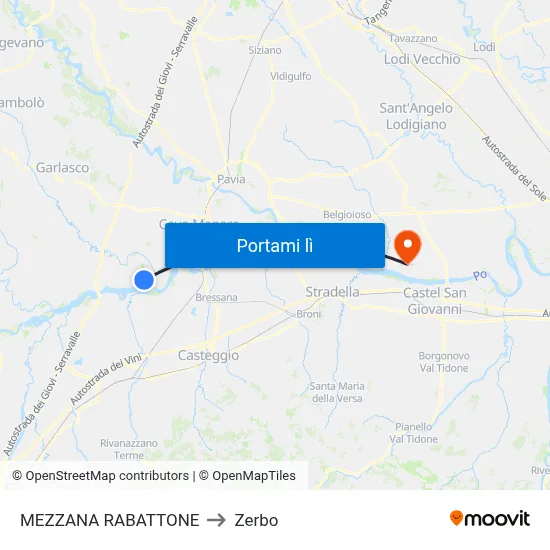 MEZZANA RABATTONE to Zerbo map