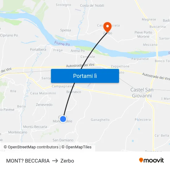 MONT? BECCARIA to Zerbo map