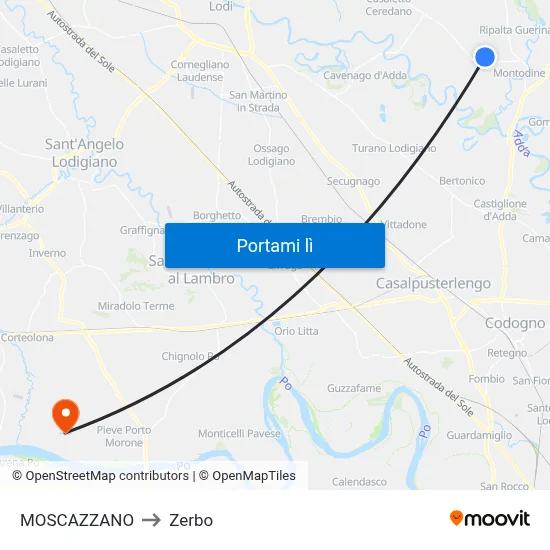 MOSCAZZANO to Zerbo map