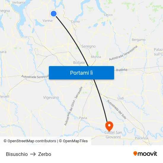 Bisuschio to Zerbo map