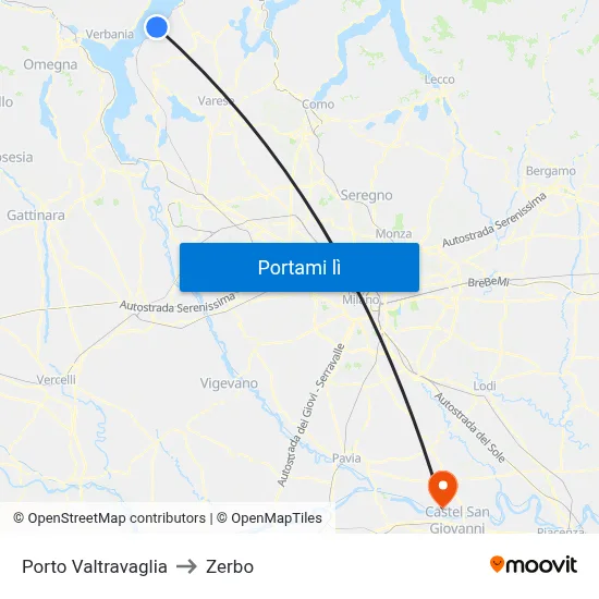 Porto Valtravaglia to Zerbo map
