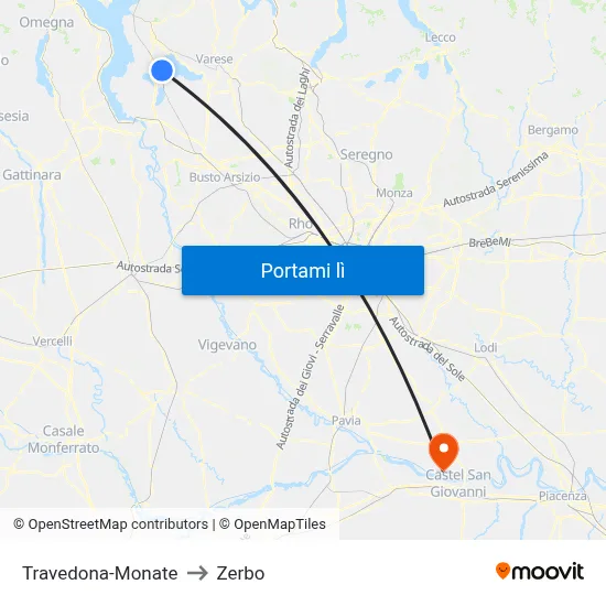 Travedona-Monate to Zerbo map