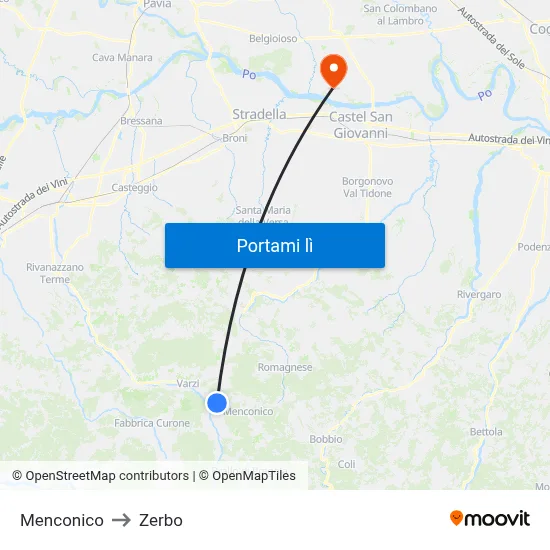 Menconico to Zerbo map