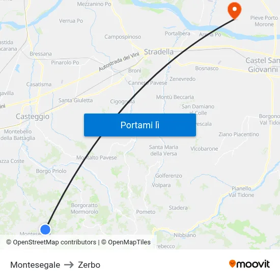 Montesegale to Zerbo map