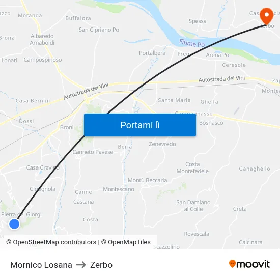 Mornico Losana to Zerbo map