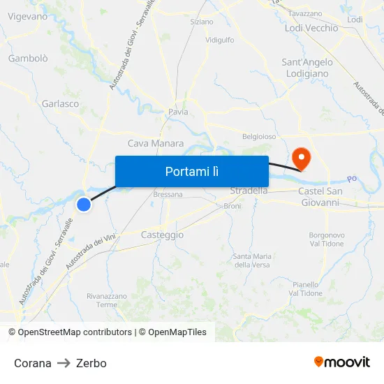 Corana to Zerbo map