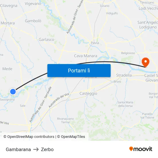 Gambarana to Zerbo map