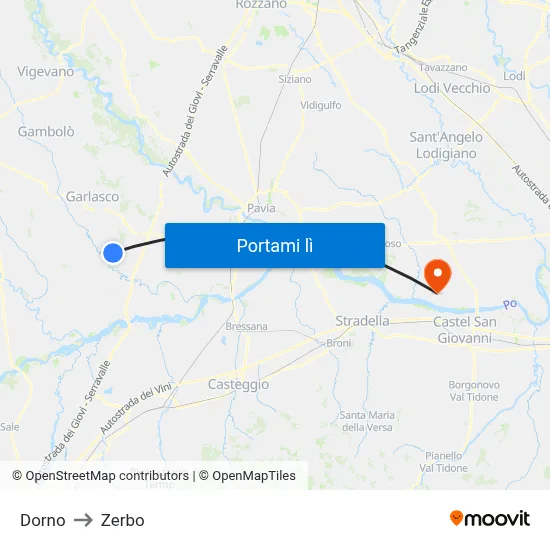 Dorno to Zerbo map