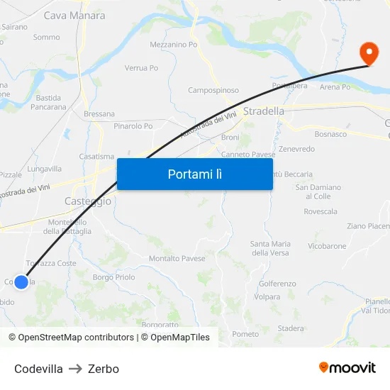 Codevilla to Zerbo map
