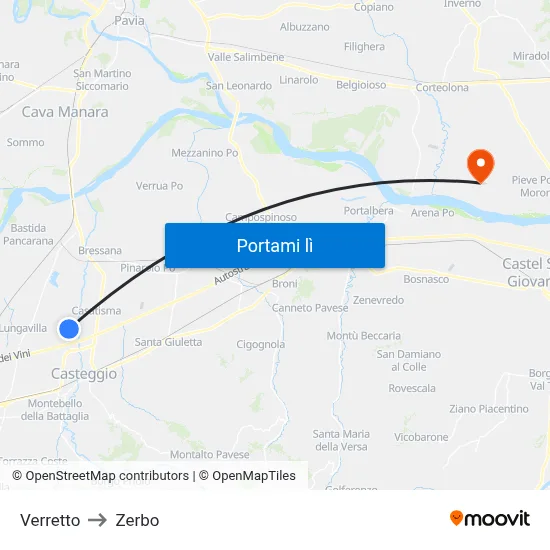 Verretto to Zerbo map