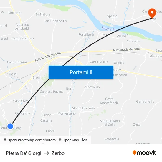 Pietra De' Giorgi to Zerbo map