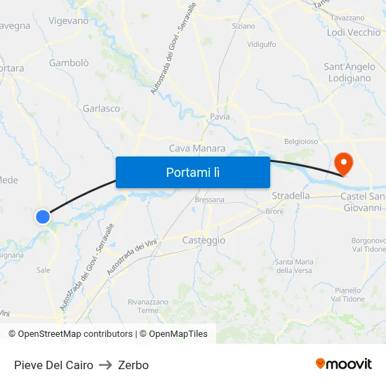 Pieve Del Cairo to Zerbo map