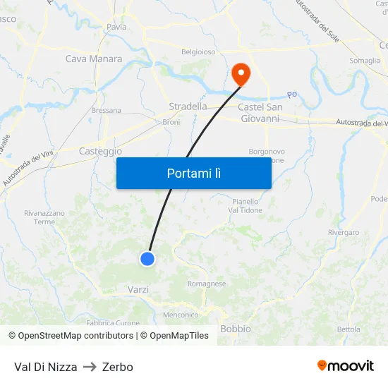 Val Di Nizza to Zerbo map