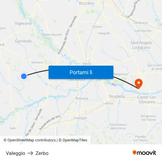 Valeggio to Zerbo map