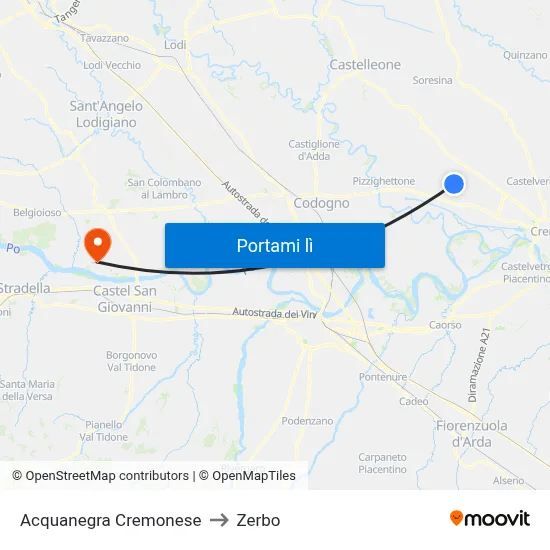 Acquanegra Cremonese to Zerbo map