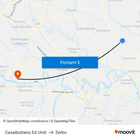 Casalbuttano Ed Uniti to Zerbo map