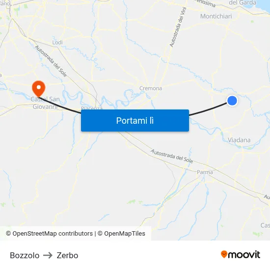 Bozzolo to Zerbo map