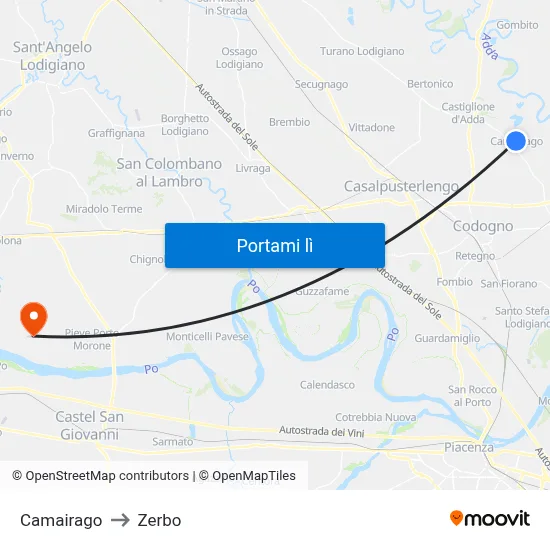 Camairago to Zerbo map