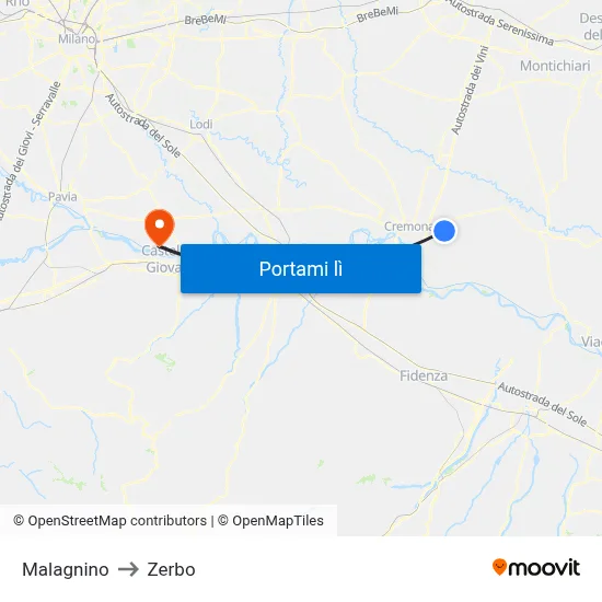 Malagnino to Zerbo map