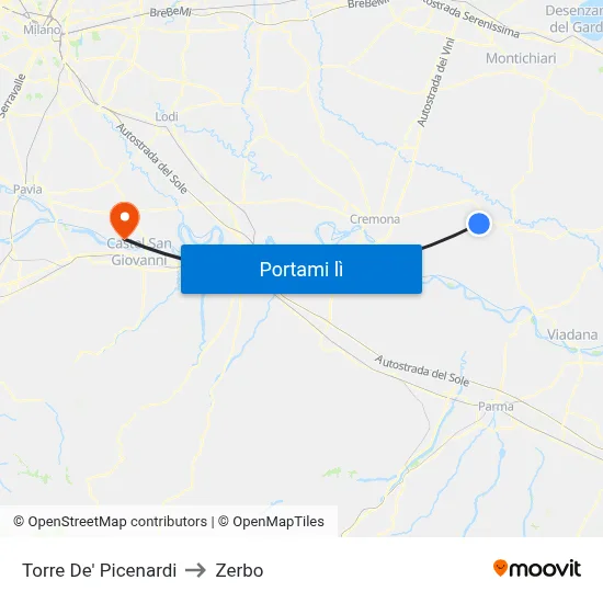 Torre De' Picenardi to Zerbo map