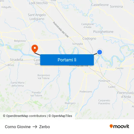 Corno Giovine to Zerbo map