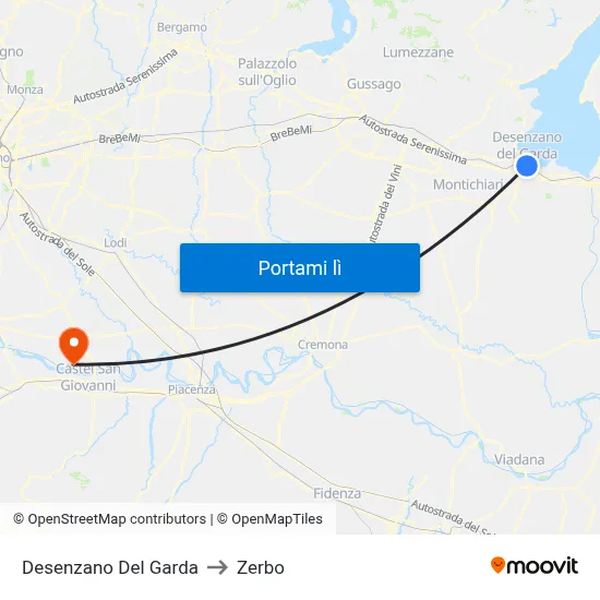 Desenzano Del Garda to Zerbo map