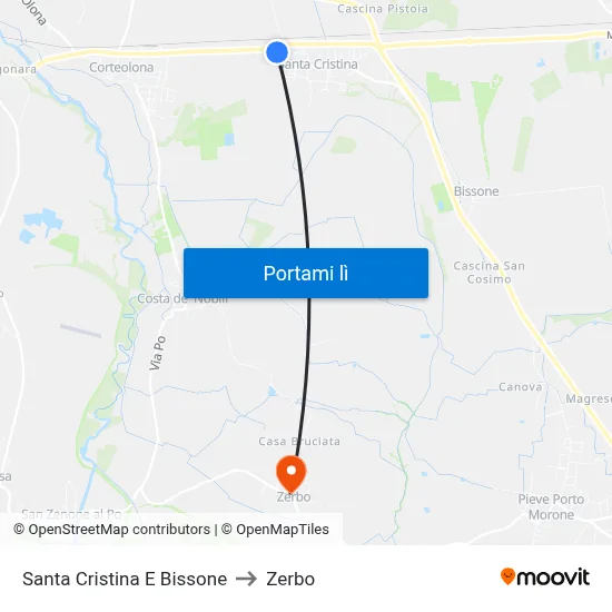 Santa Cristina E Bissone to Zerbo map