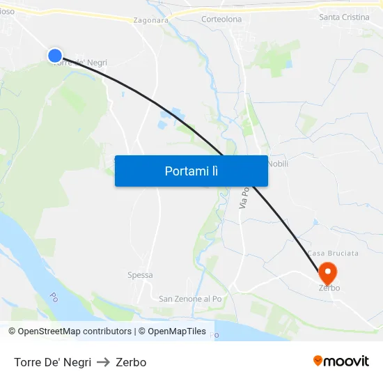 Torre De' Negri to Zerbo map