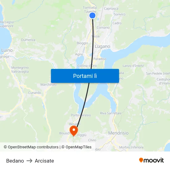 Bedano to Arcisate map