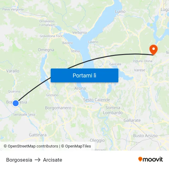 Borgosesia to Arcisate map
