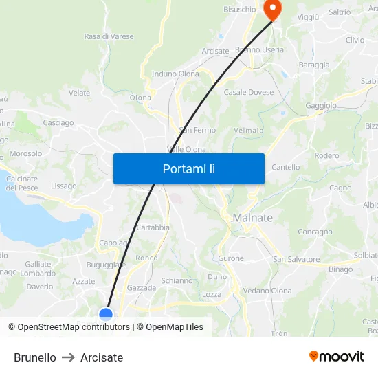 Brunello to Arcisate map