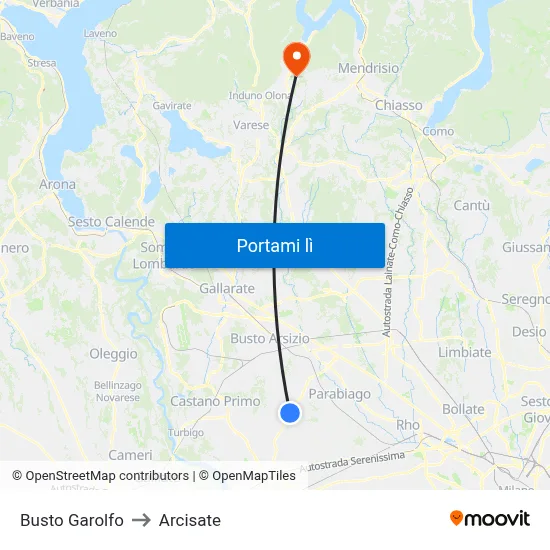 Busto Garolfo to Arcisate map