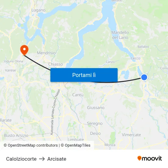 Calolziocorte to Arcisate map