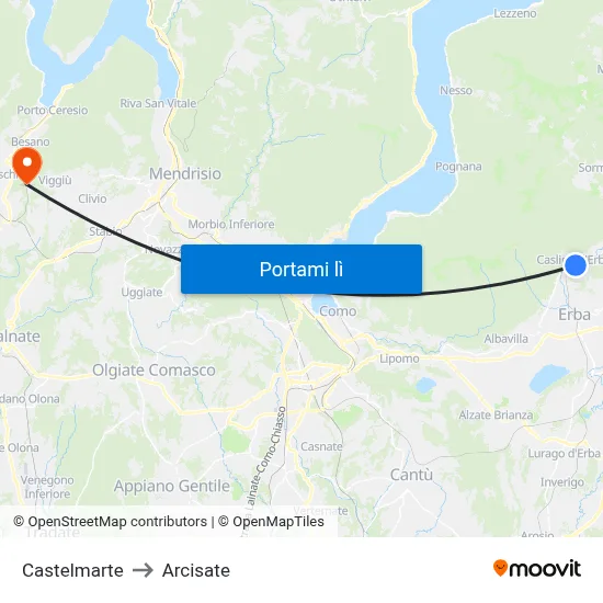 Castelmarte to Arcisate map