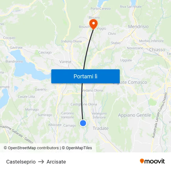 Castelseprio to Arcisate map