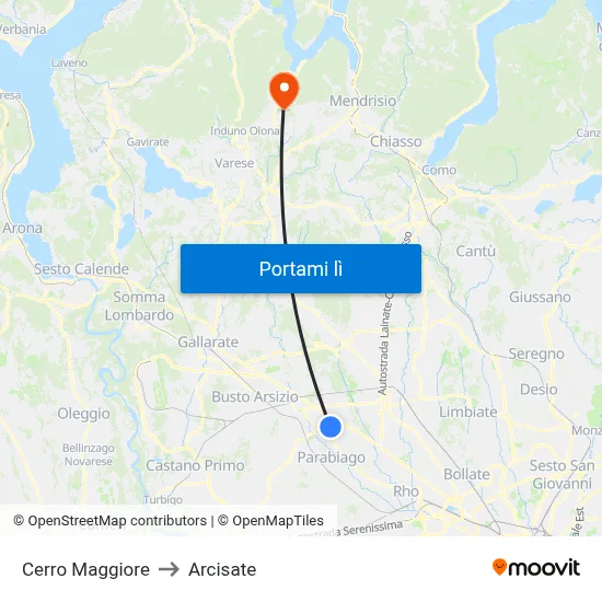 Cerro Maggiore to Arcisate map