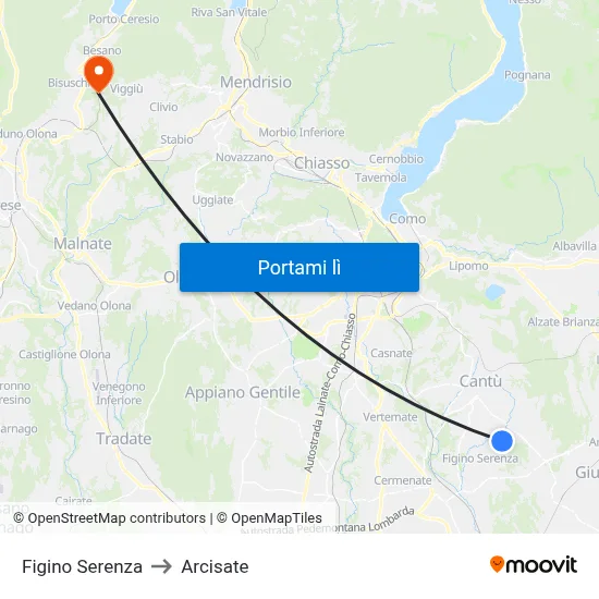 Figino Serenza to Arcisate map