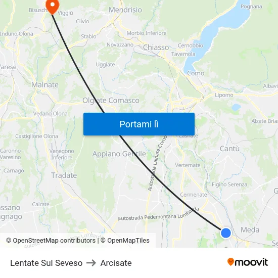 Lentate Sul Seveso to Arcisate map